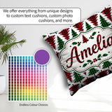 Custom Name Buffalo Plaid Trees in Red and Green Rustic Seamless Square Filled Cushion Throw Pillow Sofa Bed Home Decor Zip Washable UK Made