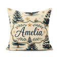 Custom Name Watercolor Snowy Trees with Gold Snowflakes Seamless Square Filled Cushion Throw Pillow Sofa Bed Home Decor Zip Washable UK Made