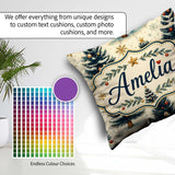 Custom Name Watercolor Snowy Trees with Gold Snowflakes Seamless Square Filled Cushion Throw Pillow Sofa Bed Home Decor Zip Washable UK Made