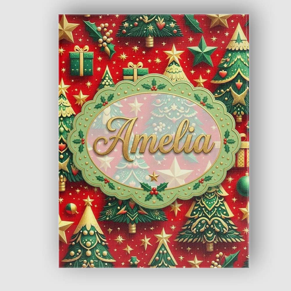 Personalised Name Luxury Christmas Trees Custom  Unique Gift Idea Elegant Feature Canvas Wall Art Print Decor Picture Ready to Hang