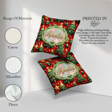 Custom Name Luxury Christmas Trees with Gold Stars Gifts and Red Square Filled Cushion Throw Pillow Sofa Bed Home Decor Zip Washable UK Made