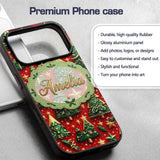 Luxury Christmas Trees with Gold Stars Gifts and Custom Name Protective Phone Case Mobile Cover Durable Everyday Smartphone Shock Resistant