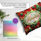Custom Name Luxury Christmas Trees with Gold Stars Gifts and Red Square Filled Cushion Throw Pillow Sofa Bed Home Decor Zip Washable UK Made