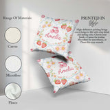 Custom Name Cherry Daisy White Blue Outline Cute Coquette Floral Square Filled Cushion Throw Pillow Sofa Bed Home Decor Zip Washable UK Made