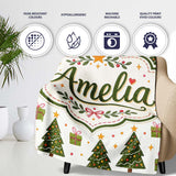 Minimal Christmas Trees with Small Gifts Cute Holiday Seamless  Personalised Custom Name Super Soft Fleece Blanket Bed Sofa Throw