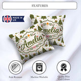 Custom Name Minimal Trees with Small Gifts Cute Holiday Seamless Square Filled Cushion Throw Pillow Sofa Bed Home Decor Zip Washable UK Made