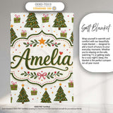 Minimal Christmas Trees with Small Gifts Cute Holiday Seamless  Personalised Custom Name Super Soft Fleece Blanket Bed Sofa Throw