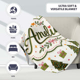 Minimal Christmas Trees with Small Gifts Cute Holiday Seamless  Personalised Custom Name Super Soft Fleece Blanket Bed Sofa Throw