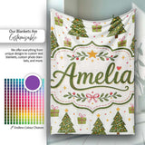 Minimal Christmas Trees with Small Gifts Cute Holiday Seamless  Personalised Custom Name Super Soft Fleece Blanket Bed Sofa Throw