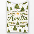 Cute Christmas Trees with Golden Stars Minimal Holiday Seamless  Personalised Custom Name Super Soft Fleece Blanket Bed Sofa Throw