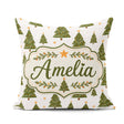 Custom Name Christmas Trees with Golden Minimal Holiday Seamless Square Filled Cushion Throw Pillow Sofa Bed Home Decor Zip Washable UK Made
