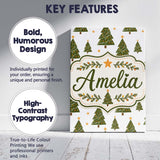 Personalised Name Cute Christmas Trees with Custom  Bespoke Interior Contemporary Canvas Wall Art Print Decor Picture Ready to Hang