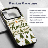 Cute Christmas Trees with Golden Stars Minimal Custom Name Protective Phone Case Mobile Cover Durable Everyday Smartphone Shock Resistant