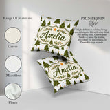 Custom Name Christmas Trees with Golden Minimal Holiday Seamless Square Filled Cushion Throw Pillow Sofa Bed Home Decor Zip Washable UK Made