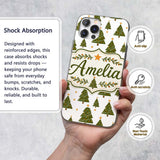 Cute Christmas Trees with Golden Stars Minimal Custom Name Protective Phone Case Mobile Cover Durable Everyday Smartphone Shock Resistant