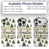 Cute Christmas Trees with Golden Stars Minimal Custom Name Protective Phone Case Mobile Cover Durable Everyday Smartphone Shock Resistant