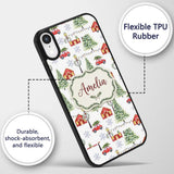Watercolor Christmas Village with Red Houses Cars Custom Name Protective Phone Case Mobile Cover Durable Everyday Smartphone Shock Resistant