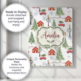 Personalised Name Watercolor Christmas Custom  Modern Room Accent Elegant Feature Canvas Wall Art Print Decor Picture Ready to Hang