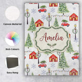 Personalised Name Watercolor Christmas Custom  Modern Room Accent Elegant Feature Canvas Wall Art Print Decor Picture Ready to Hang