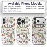 Watercolor Christmas Village with Red Houses Cars Custom Name Protective Phone Case Mobile Cover Durable Everyday Smartphone Shock Resistant