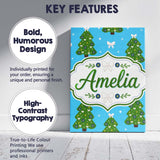 Personalised Name Festive Christmas Trees Custom  Unique Gift Idea Elegant Feature Canvas Wall Art Print Decor Picture Ready to Hang