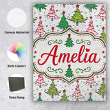 Personalised Name Whimsical Christmas Trees Custom  Bespoke Interior Contemporary Canvas Wall Art Print Decor Picture Ready to Hang
