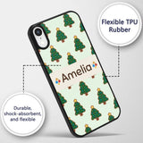 Cute Cartoon Christmas Trees with Colorful Lights Custom Name Protective Phone Case Mobile Cover Durable Everyday Smartphone Shock Resistant