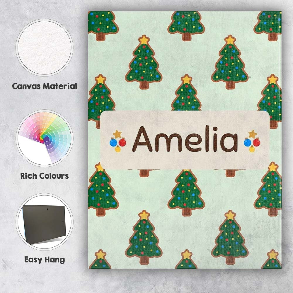 Personalised Name Cute Cartoon Christmas Custom  Unique Gift Idea Elegant Feature Canvas Wall Art Print Decor Picture Ready to Hang
