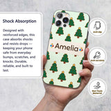 Cute Cartoon Christmas Trees with Colorful Lights Custom Name Protective Phone Case Mobile Cover Durable Everyday Smartphone Shock Resistant