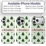 Cute Cartoon Christmas Trees with Colorful Lights Custom Name Protective Phone Case Mobile Cover Durable Everyday Smartphone Shock Resistant