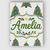 Personalised Name Bright Christmas Trees Custom  Unique Gift Idea Elegant Feature Canvas Wall Art Print Decor Picture Ready to Hang