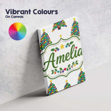 Personalised Name Bright Christmas Trees Custom  Unique Gift Idea Elegant Feature Canvas Wall Art Print Decor Picture Ready to Hang