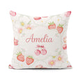 Custom Name Strawberry Cherry Daisy White Green Outline Coquette Square Filled Cushion Throw Pillow Sofa Bed Home Decor Zip Washable UK Made