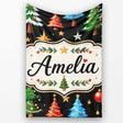 Christmas Trees with Ornaments Stars and Baubles on Black Seamless  Personalised Custom Name Super Soft Fleece Blanket Bed Sofa Throw