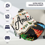 Christmas Trees with Ornaments Stars and Baubles on Black Seamless  Personalised Custom Name Super Soft Fleece Blanket Bed Sofa Throw