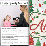 Cute Christmas Trees in Red and Green with Falling Snow Seamless  Personalised Custom Name Super Soft Fleece Blanket Bed Sofa Throw