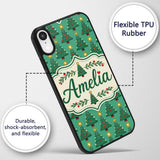 Festive Christmas Trees with Golden Star Toppers Custom Name Protective Phone Case Mobile Cover Durable Everyday Smartphone Shock Resistant