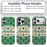 Festive Christmas Trees with Golden Star Toppers Custom Name Protective Phone Case Mobile Cover Durable Everyday Smartphone Shock Resistant