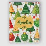 Personalised Name Whimsical Christmas Trees Custom  Bespoke Interior Contemporary Canvas Wall Art Print Decor Picture Ready to Hang