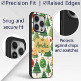 Whimsical Christmas Trees with Baubles Ornaments Custom Name Protective Phone Case Mobile Cover Durable Everyday Smartphone Shock Resistant