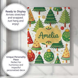 Personalised Name Whimsical Christmas Trees Custom  Bespoke Interior Contemporary Canvas Wall Art Print Decor Picture Ready to Hang