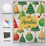 Personalised Name Whimsical Christmas Trees Custom  Bespoke Interior Contemporary Canvas Wall Art Print Decor Picture Ready to Hang