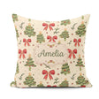 Custom Name Watercolor Christmas Trees with Red Bows and Winter Square Filled Cushion Throw Pillow Sofa Bed Home Decor Zip Washable UK Made