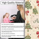 Watercolor Christmas Trees with Red Bows and Winter Elements Lovely  Personalised Custom Name Super Soft Fleece Blanket Bed Sofa Throw