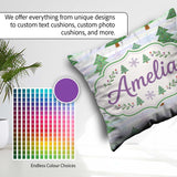 Custom Name Pastel Christmas Trees with Snowflakes Soft Seamless Square Filled Cushion Throw Pillow Sofa Bed Home Decor Zip Washable UK Made