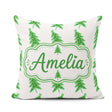 Custom Name Simple Green Christmas Trees Yellow Minimal Seamless Square Filled Cushion Throw Pillow Sofa Bed Home Decor Zip Washable UK Made