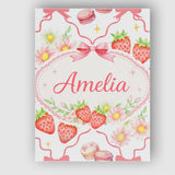 Personalised Name Strawberry Cherry Daisy White Red Outline Cute Custom  Interior Canvas Wall Art Print Decor Picture Ready to Hang