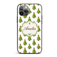 Watercolor Christmas Trees with Red Star Toppers Custom Name Protective Phone Case Mobile Cover Durable Everyday Smartphone Shock Resistant