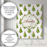 Personalised Name Watercolor Christmas Custom  Modern Room Accent Elegant Feature Canvas Wall Art Print Decor Picture Ready to Hang