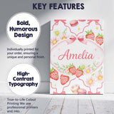 Personalised Name Strawberry Cherry Daisy White Red Outline Cute Custom  Interior Canvas Wall Art Print Decor Picture Ready to Hang